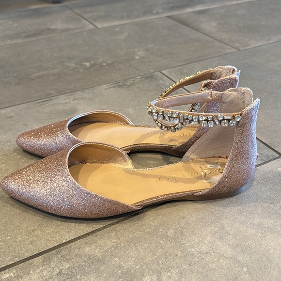 Pink glitter and ankle stone flats - Picture 4 of 5